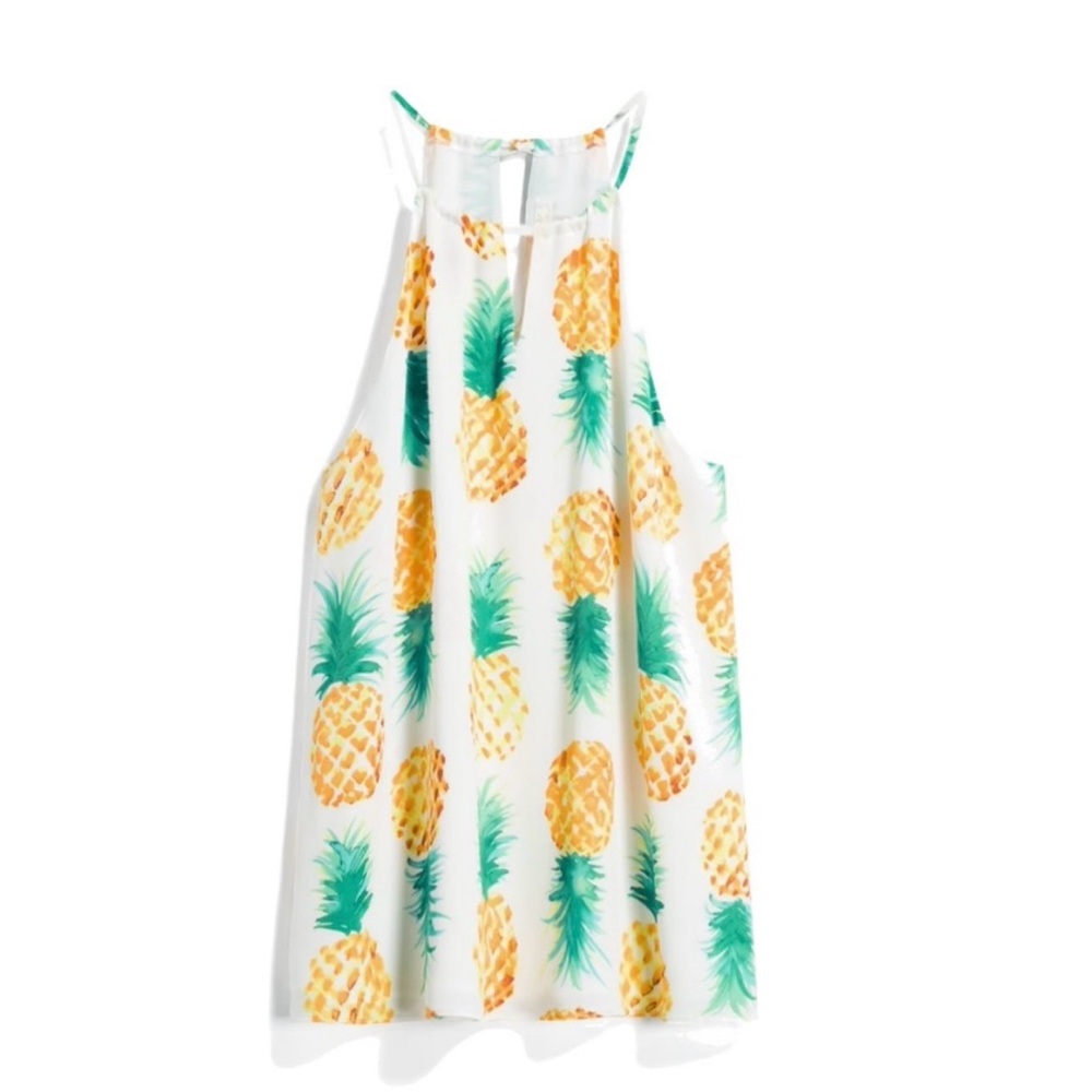 Finn and Grace- Tiki pineapple halter blouse